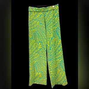 Trina Turk Leafy Green and Yellow Wide Leg Pants